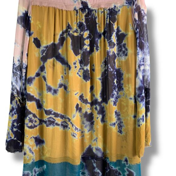 Raquel Allegra Tie Dye Silk Mini Dress Size 2 Babydoll Tent - Picture 8 of 10